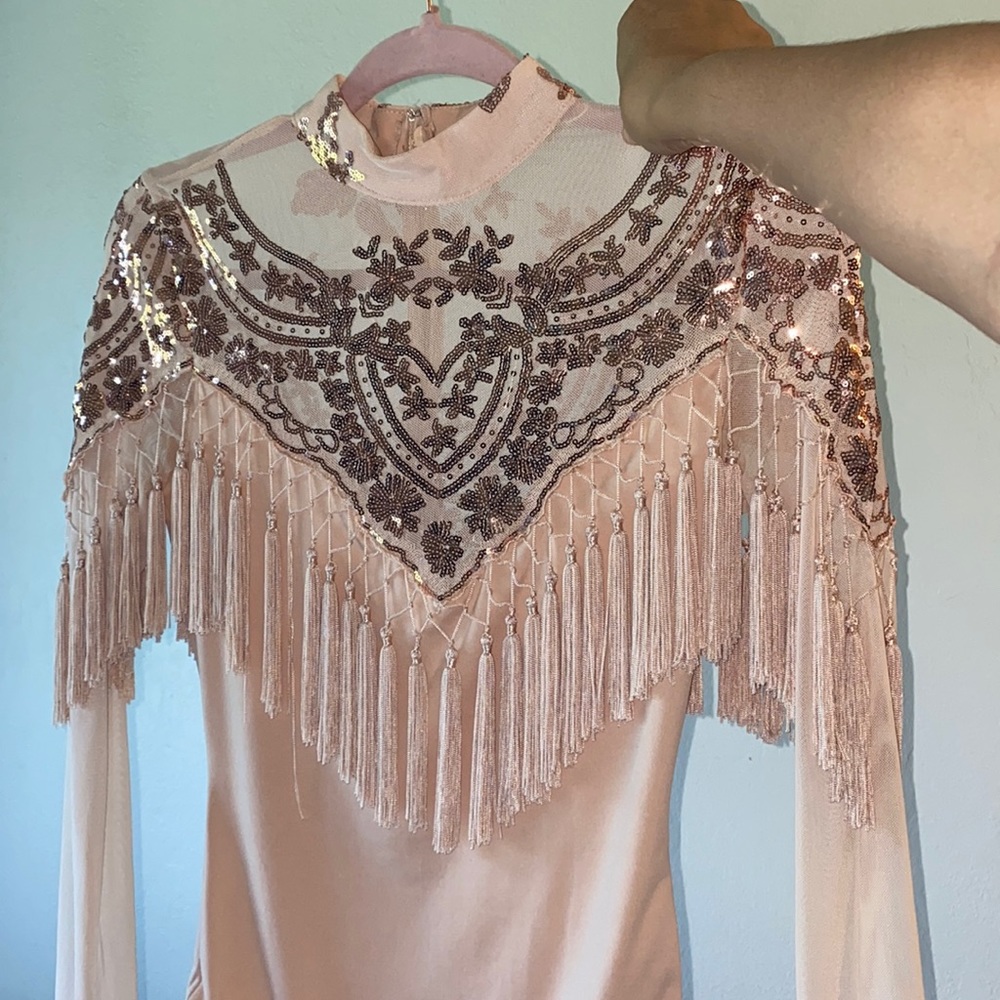 Nude Tassel bodysuit